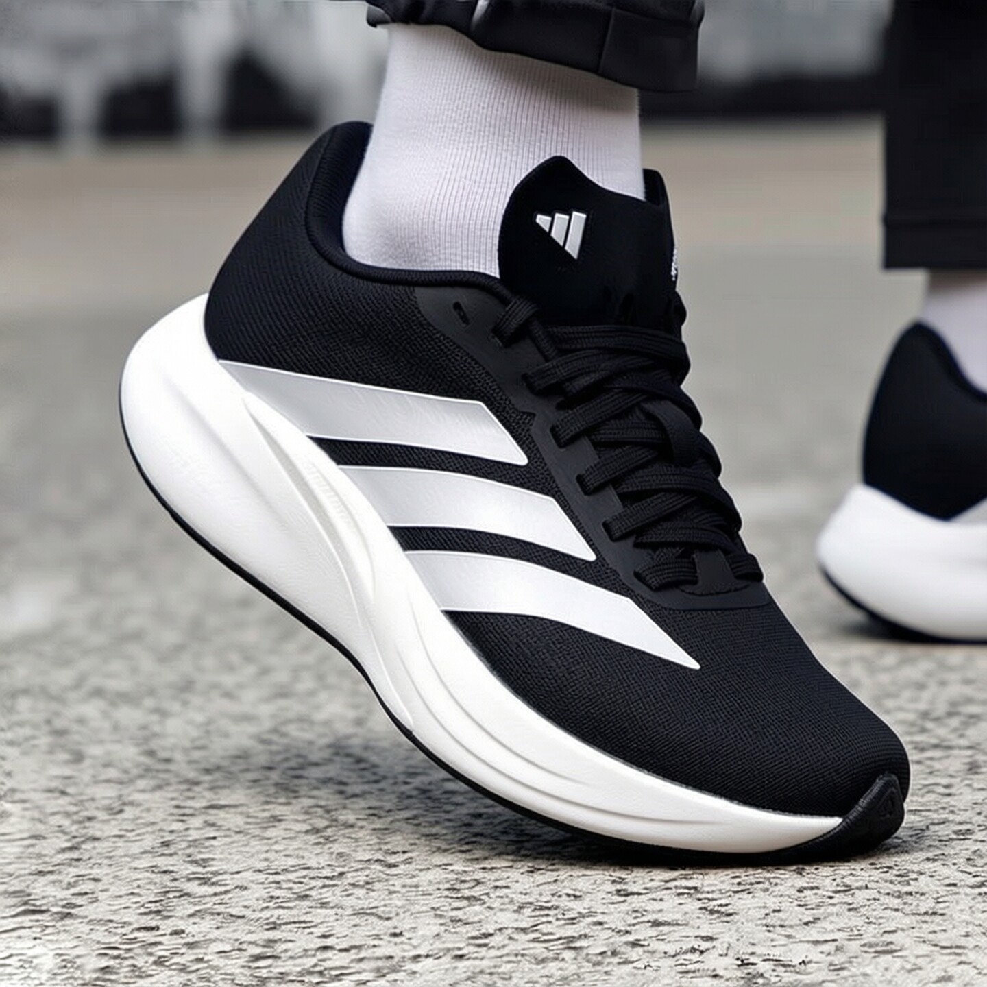 阿迪达斯adidas男女同款跑步鞋经典黑白训练缓震透气运动鞋KH7962