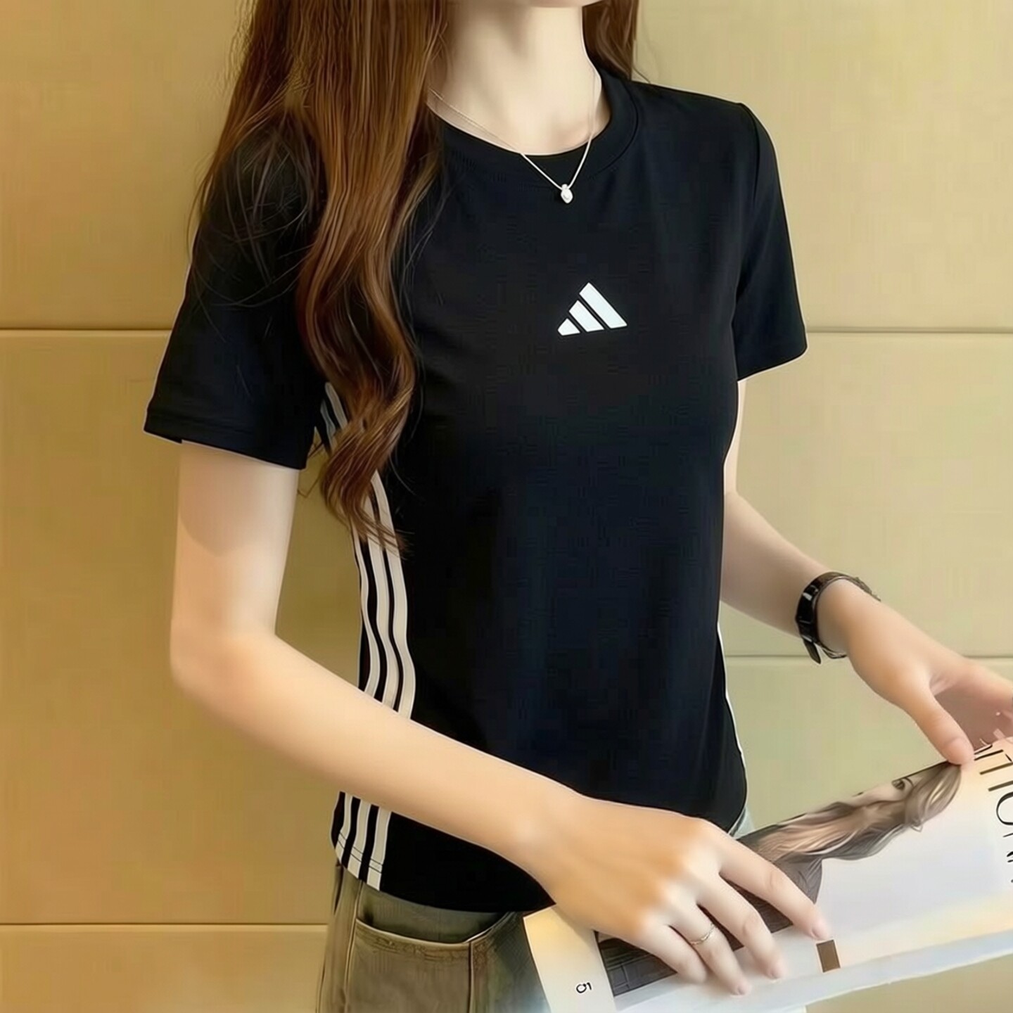 阿迪达斯短袖女士T恤2026新款三条杠运动半袖透气纯棉体恤JD0846图片