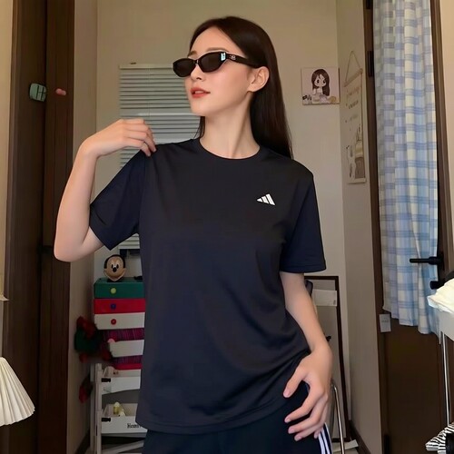 阿迪达斯女装短袖T恤2026夏季CLIMACOO清风运动服跑步圆领透气