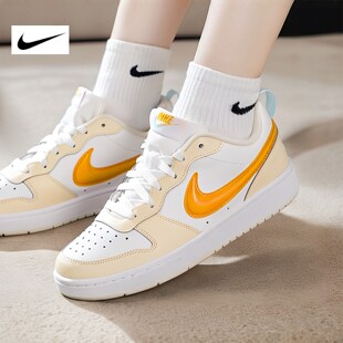 NIKE耐克女鞋板鞋黄白色休闲鞋26春季新款运动鞋COURT IQ9796-171