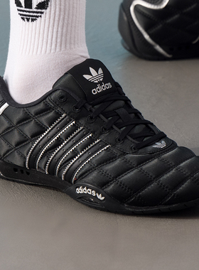 阿迪达斯三叶草女鞋黑色休闲鞋26秋新款赛车薄底轻便运动鞋JS0286