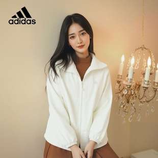 阿迪达斯adidas加绒外套女装26春季新款运动服梭织连帽夹克KS2809