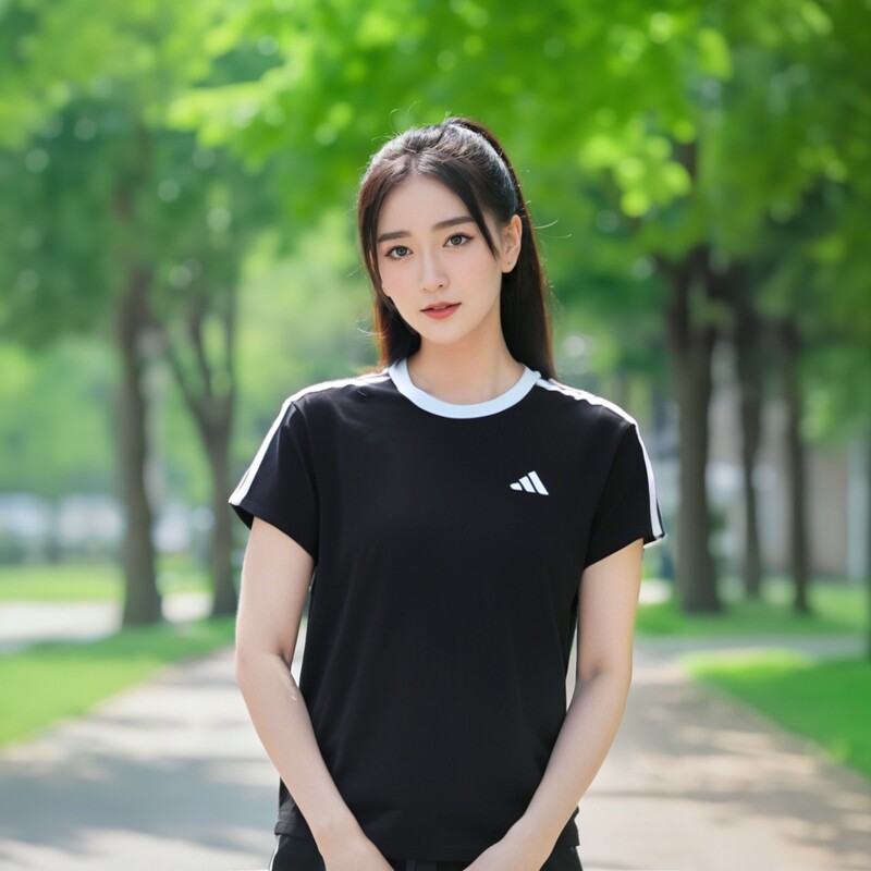 阿迪达斯官方短袖黑色T恤女装2026春季新款运动服透气宽松半截袖
