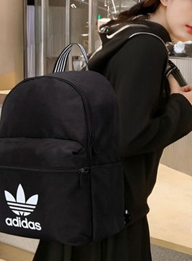阿迪达斯三叶草双肩包男女包黑色大容量运动背包户外旅行包IJ0761