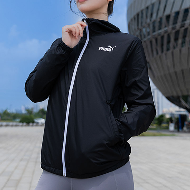 PUMA彪马梭织连帽夹克女装秋季新款防风简约休闲上衣运动服外套