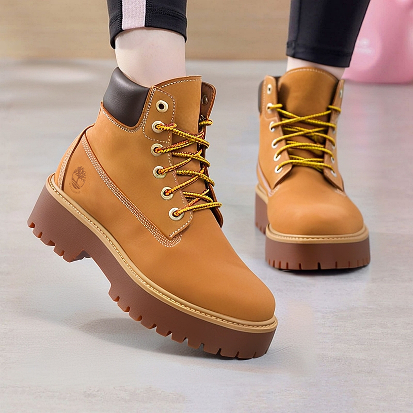 Timberland添柏岚官方踢不烂女鞋厚底大黄靴工装马丁靴防水|A5RJD