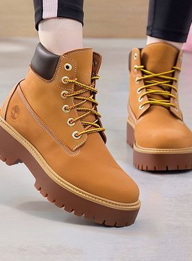 Timberland添柏岚官方踢不烂女鞋厚底大黄靴工装马丁靴防水|A5RJD