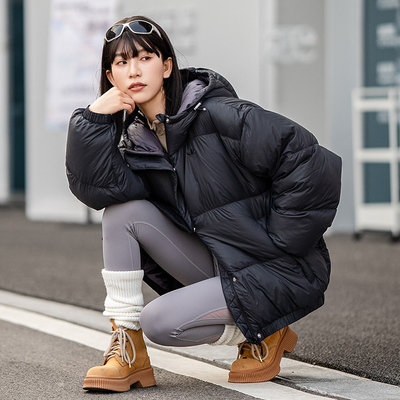 adidas阿迪达斯三叶草外套女子羽绒服25冬季宽松面包服外套KG4915