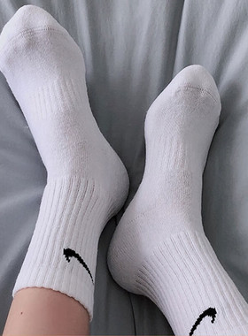 NIKE耐克男袜女袜白色运动袜3双装跑步训练袜中筒袜透气袜SX7676