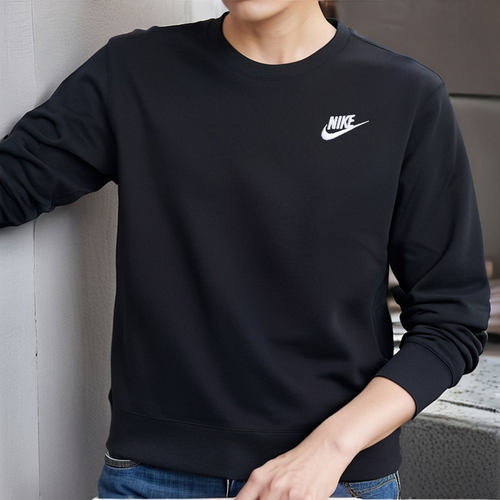 nike耐克男子针织毛圈小标黑色套头衫圆领卫衣运动服FN3889-010