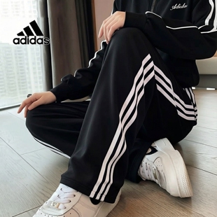 阿迪达斯舞动系列直筒裤运动香蕉裤扭扭裤26新款女梭织长裤KX8931