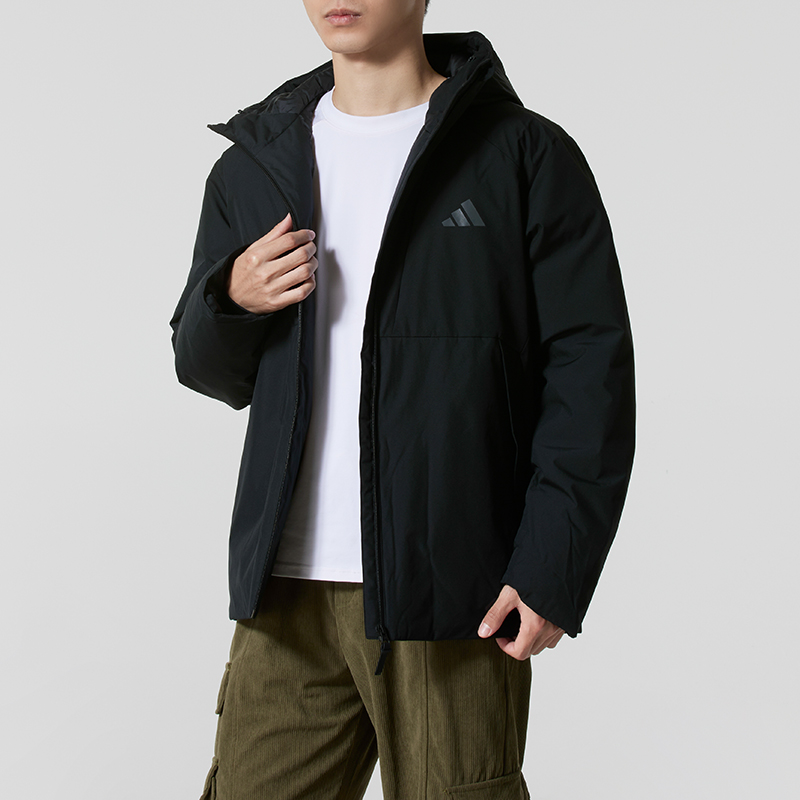 阿迪达斯羽绒服男装25冬季新款保暖连帽运动服加厚羽绒外套KQ5505