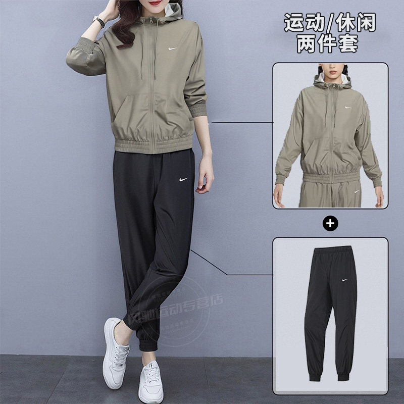 NIKE耐克女子外套长裤子新款梭织连帽夹克宽松透气运动套装休闲衣,运动服/休闲服装,运动套装,淘宝优惠券,粉丝福利购,淘宝优惠卷