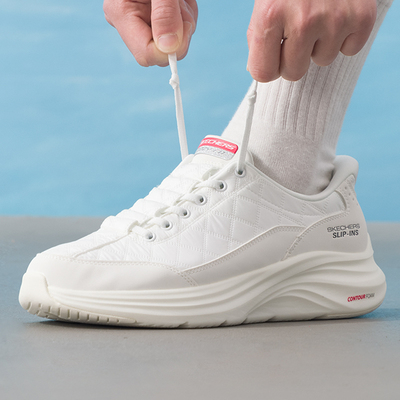 Skechers斯凯奇男鞋休闲鞋闪穿鞋26新款缓震透气运动鞋232619-WHT
