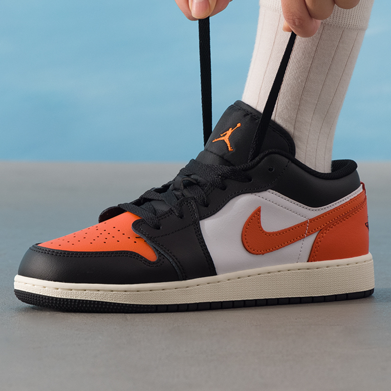耐克NIKE Air Jordan 1 Low AJ1 25新款童鞋篮球鞋橙色时尚运动鞋