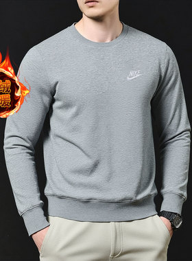 NIKE耐克男子灰色卫衣冬季运动服休闲加绒保暖针织套头衫FN3887
