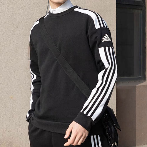 阿迪达斯卫衣男装26夏季新款运动休闲服黑色加绒卫衣套头衫JM3546