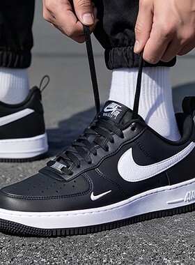 NIKE耐克男鞋黑色厚底板鞋2026新款空军一号AF1透气运动鞋IR5599