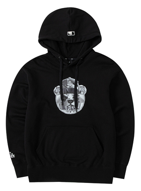 美职棒MLB卫衣男女连帽卫衣冬季皱眉熊套头衫宽松运动服3AHDE0131