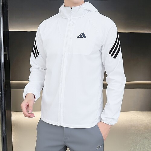 阿迪达斯三叶草男装白色梭织连帽外套26秋季新款跑步运动服KQ8061