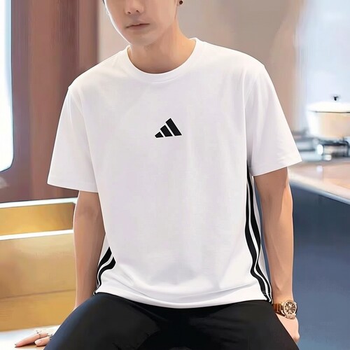 阿迪达斯男装透气跑步健身短袖白T恤26夏季新款运动训练服JE6388