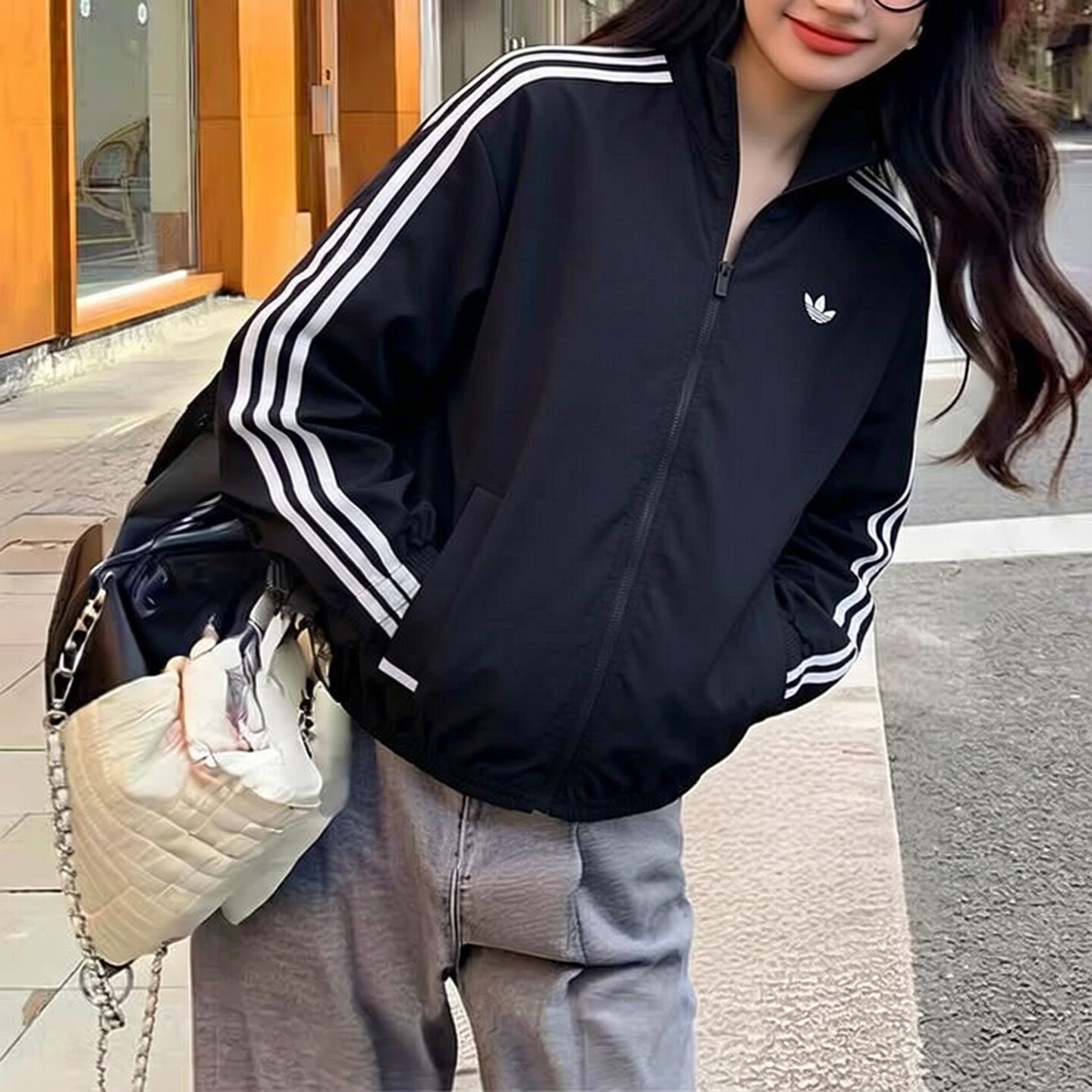 adidas阿迪达斯三叶草外套女装宋雨琦同款2026春季新款梭织夹克潮