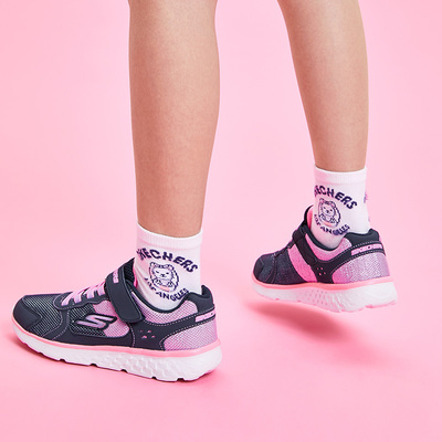 Skechers斯凯奇儿童鞋女鞋运动鞋秋季跑鞋网面透气休闲鞋81358L