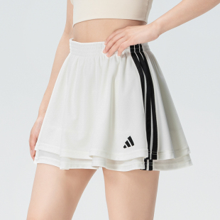 adidas阿迪达斯女子运动裙子2026夏季休闲短裙白色A字半裙JY7634