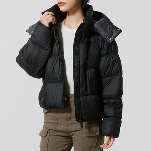 阿迪达斯三叶草羽绒服女黑色短款25新款冬季保暖外套运动服KG4905