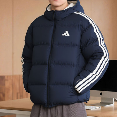阿迪达斯三叶草男装两面穿羽绒服短款25秋冬新款运动服保暖KC2491