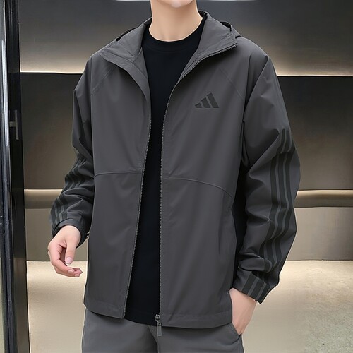Adidas外套男2026秋季新款运动服梭织跑步休闲夹克KE0272