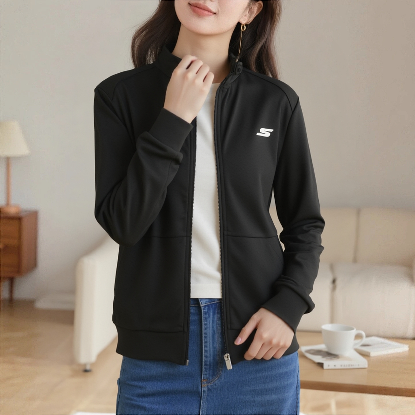 斯凯奇外套女装25秋季新款修身休闲上衣服透气训练服女士运动夹克