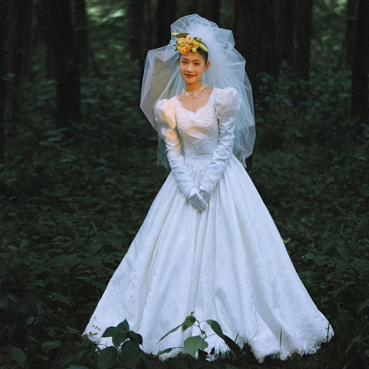 法式旅拍轻婚纱秋冬新款新娘主纱