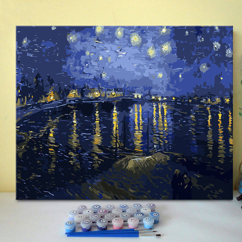 梵高名画罗纳河上的星夜数字油画