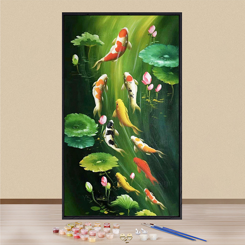 九鱼聚财diy数字油画手工填色画