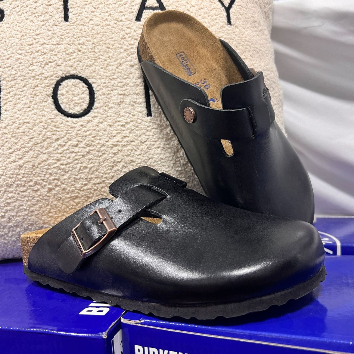 Birkenst0ck包头半包真牛皮皮面拖鞋凉鞋全包款男女款