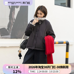 某鸭同款2025秋冬季新款羽绒服女士小个子时尚百搭保暖小毛领外套