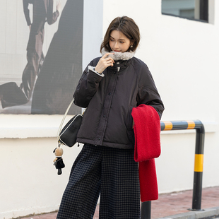 某鸭同款2025秋冬季新款羽绒服女士小个子时尚百搭保暖小毛领外套