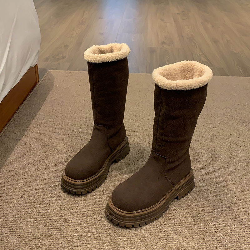羊皮毛一体加绒雪地靴冬季厚底