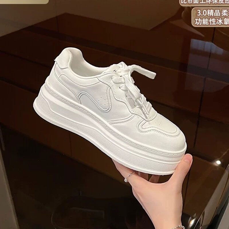 增高板鞋女款2025年新款秋冬季透气小白鞋时尚百搭厚底休闲软底鞋