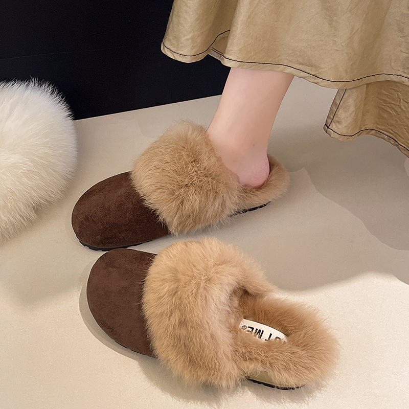 毛毛鞋女冬季新款包头半拖鞋外穿