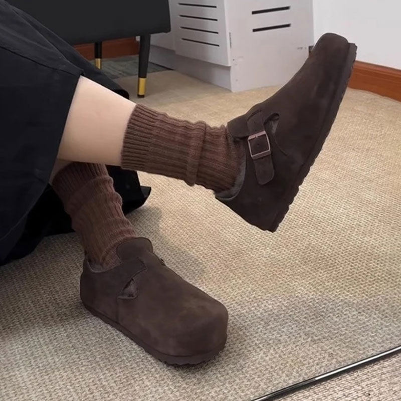 百搭棉鞋一脚蹬平底羊毛勃肯鞋