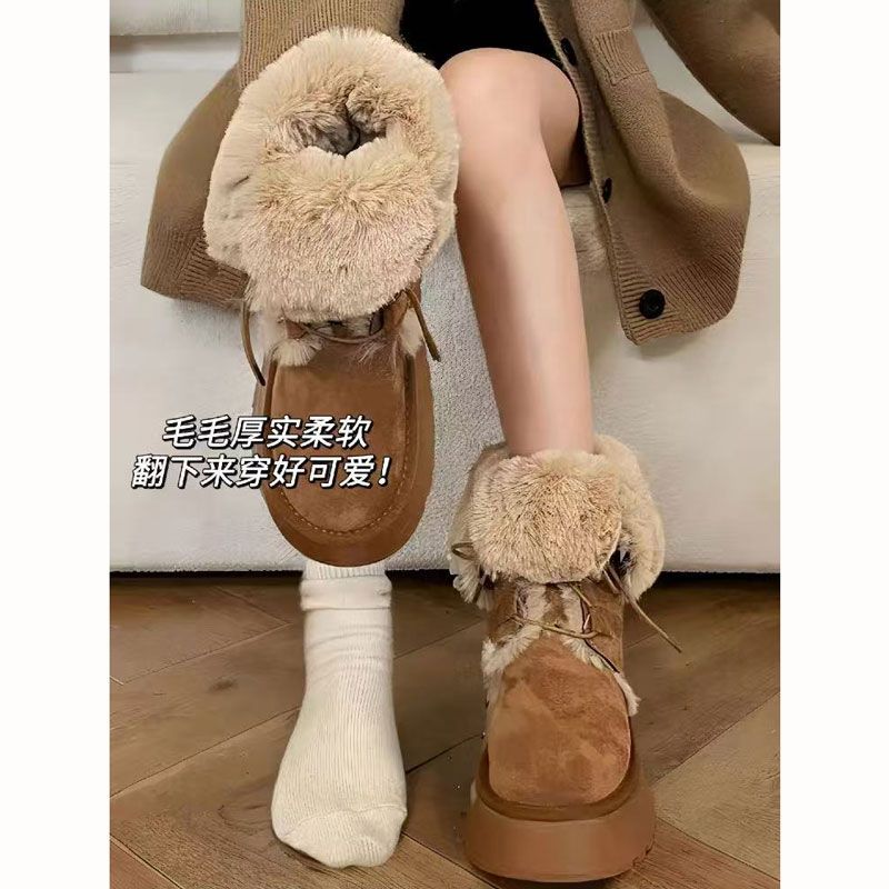 复古羊皮毛一体保暖雪地靴女