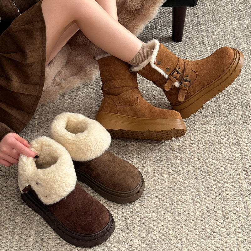 羊皮毛一体雪地靴女2025冬季新款