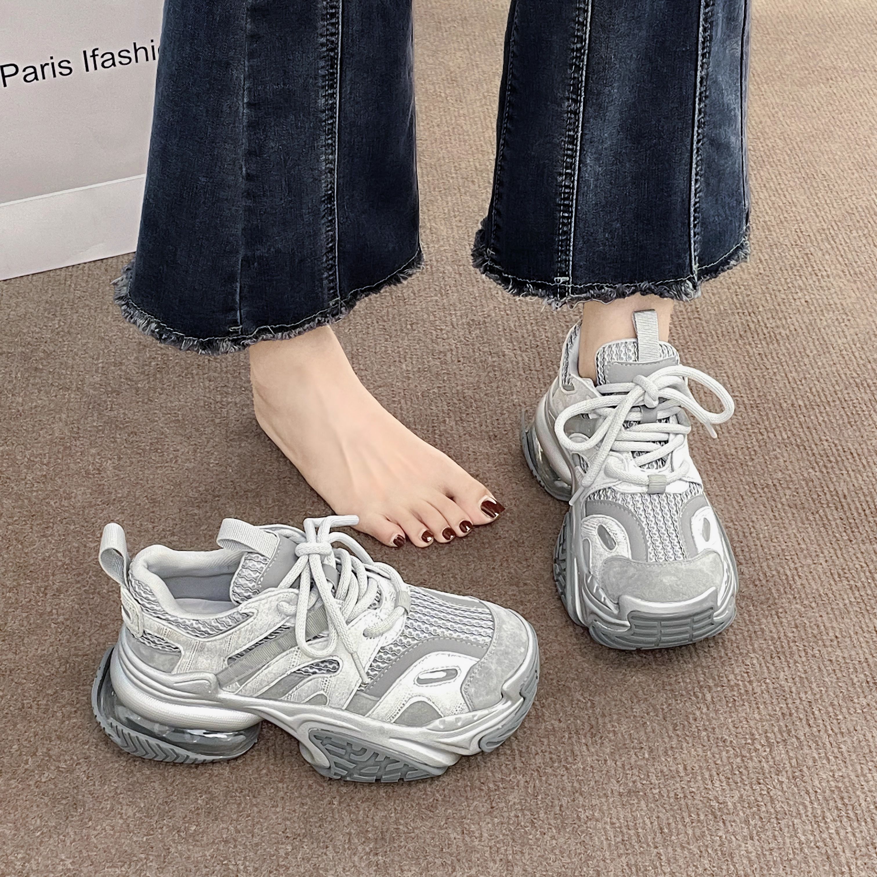 厚底增高老爹鞋女2025秋冬季新款