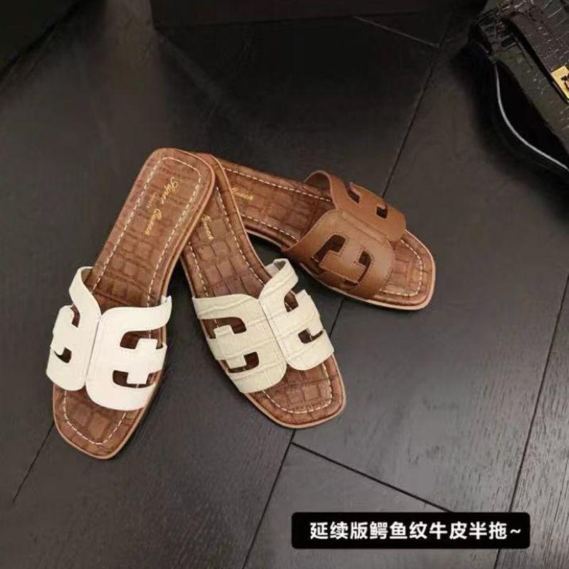 正确面料可某物检测的真皮拖鞋