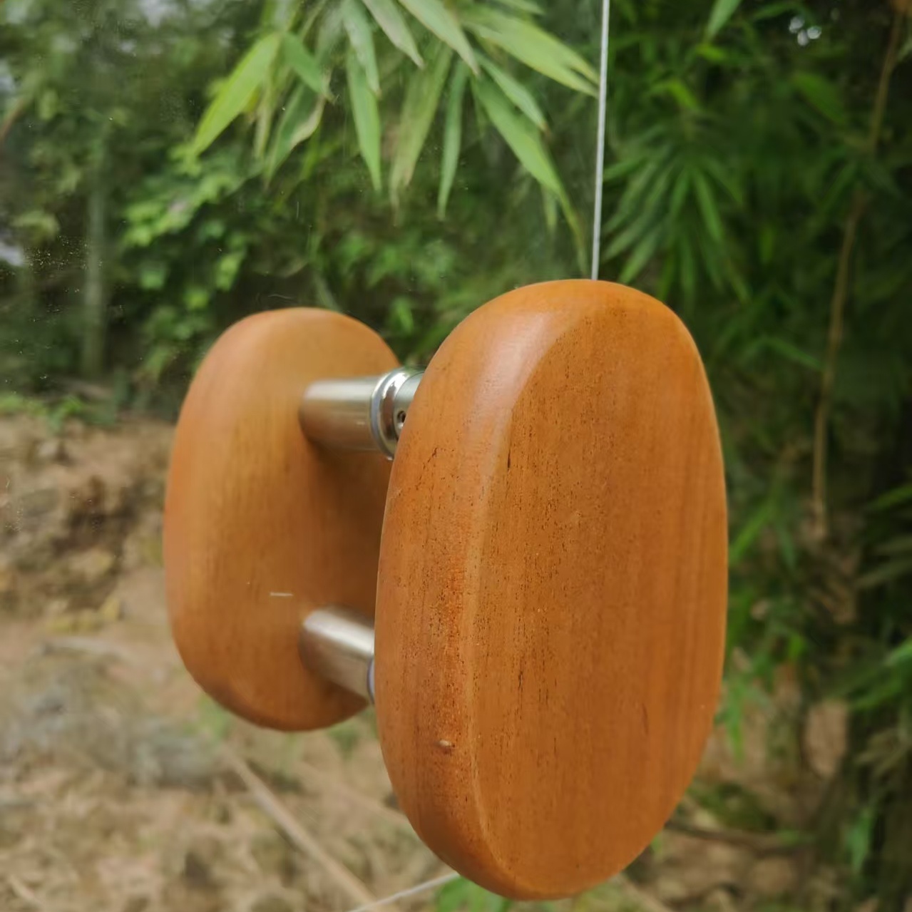 原木球形门把手单孔玻璃拉手