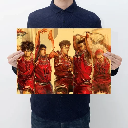 灌篮高手流川枫樱木花道 经典动漫牛皮纸海报画学生宿舍酒吧室内