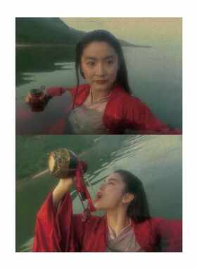 东方不败喝酒复古风港星海报