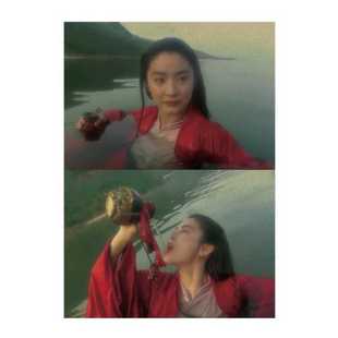 林青霞 东方不败喝酒 香港老明星 港风海报 复古牛皮纸港星墙贴画